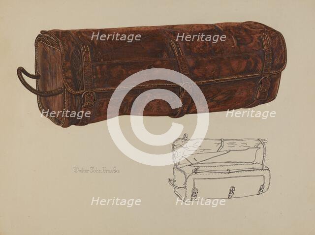 Leather Mail Bag, c. 1938. Creator: Walter Praefke.