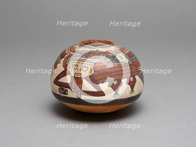 Bowl Depicting Costumed Ritual Performer Playing a Pan Flute, 180 B.C./A.D. 500. Creator: Unknown.