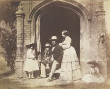 Family Group Portrait Posed in Doorway, late 1840s. Creator: Calvert Jones.