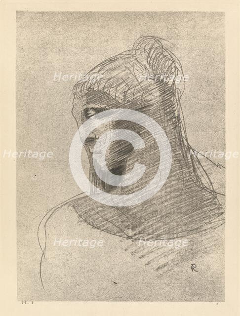 Je t'adore a l'egal de la voute nocturne. O vase de tristesse, o grande taciturne..., 1890. Creator: Odilon Redon.