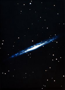 Spiral galaxy viewed edge on. Artist: Unknown