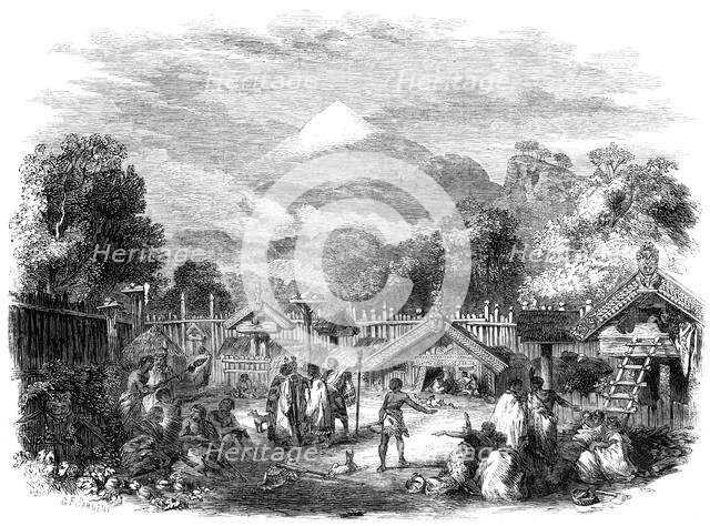 Pah, or fortified village, of the natives in the province of New Plymouth..., 1860. Creator: Unknown.