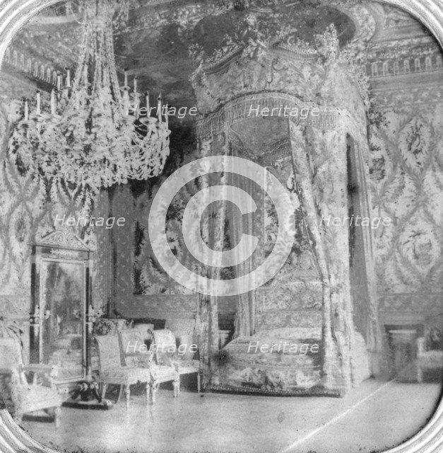 Marie Antoinette's bedroom, Palace of Fontainebleau, France, late 19th or early 20th century. Artist: Unknown