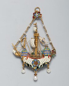 Pendant Shaped as a Ship, Germany, c. 1870/90. Creators: Reinhold Vasters, Alfred André.