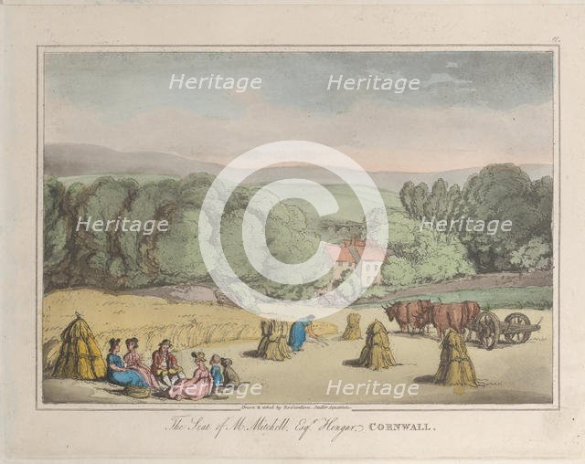 The Seat of M. Mitchell Esq. Hengar, Cornwall, from "Sketches from Nature", 1822., 1822. Creators: Thomas Rowlandson, Joseph Constantine Stadler.