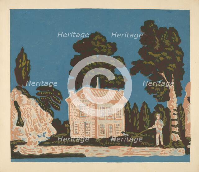 Wallpaper for Bandbox Covering, c. 1937. Creator: Albert J. Levone.