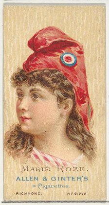 Marie Roze, from World's Beauties, Series 2 (N27) for Allen & Ginter Cigarettes, 1888., 1888. Creator: Allen & Ginter.