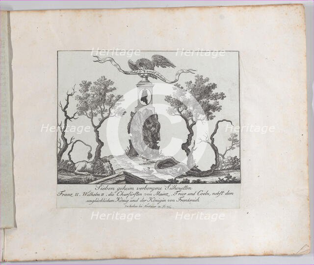 Landscape containing seven silhouettes, 1793-1800. Creator: Anon.