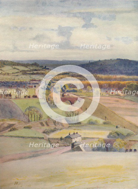 'View over Merstham and Redhill, from Alderstead', 1913, (1914). Artist: James S Ogilvy.