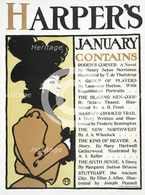 Harper's January. Contains Rodens Corner A Novel By Henry Seton Merriman..., c1898. Creator: Edward Penfield.