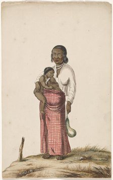 Malay woman with infant and eggplant, c.1675-c.1725. Creator: Anon.