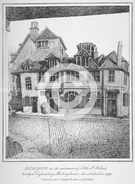 Building at the entrance of Little St Helen's, City of London, 1870. Artist: John Thomas Smith