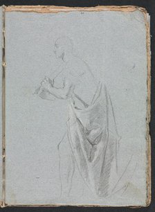 Verona Sketchbook: Standing male with drapery (page 19), 1760. Creator: Francesco Lorenzi (Italian, 1723-1787).