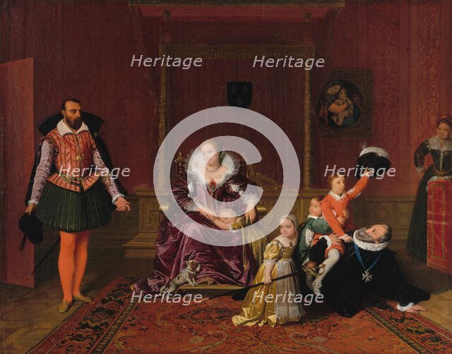 Henri IV jouant avec ses enfants au moment où l'ambassadeur d'Espagne est admis en sa présence, 1817 Creator: Jean-Auguste-Dominique Ingres.