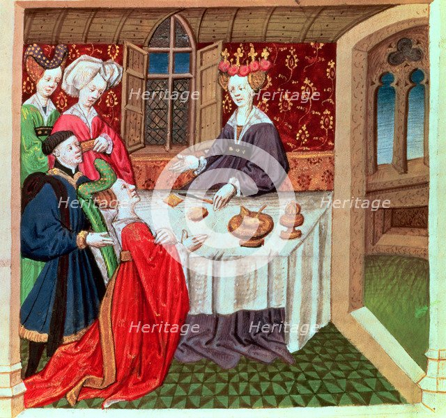 'The legend of Tristan', illustration from a manuscript of the 15th century. This legend inspire…