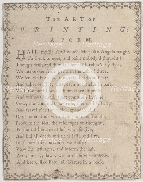 The Art of Printing: A Poem, 19th century., 19th century. Creator: Anon.