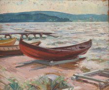 Boat on beach, 1935. Creator: Verner Thome.