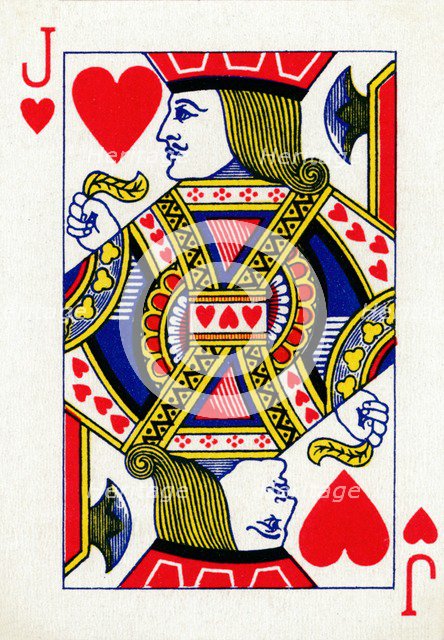 Jack of Hearts from a deck of Goodall & Son Ltd. playing cards, c1940. Artist: Unknown.