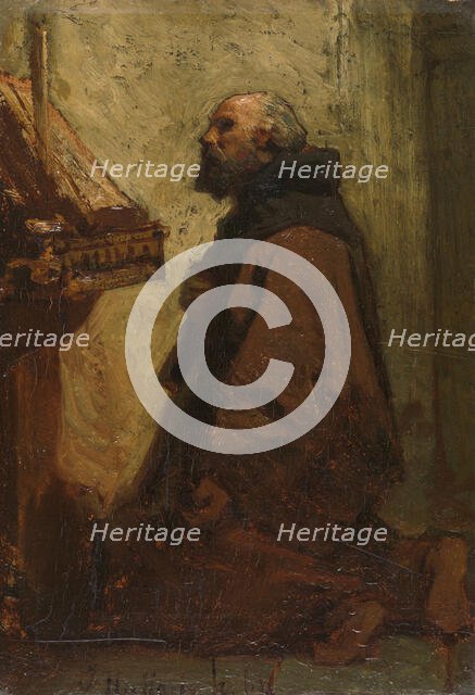 Praying Monk (Monk at his Devotions), 1864. Creator: Jacob Henricus Maris.