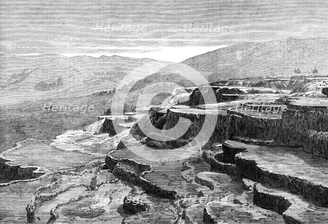 The Yellowstone Lake Region of North America: Mammoth Hot Springs on Gardiner's River, 1874. Creator: Unknown.