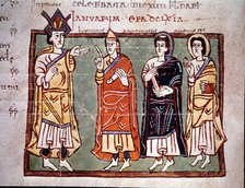 Council held in 622, miniature in the 'Codex Albeldense' (Codex Conciliorum Albeldensis seu Vigil…