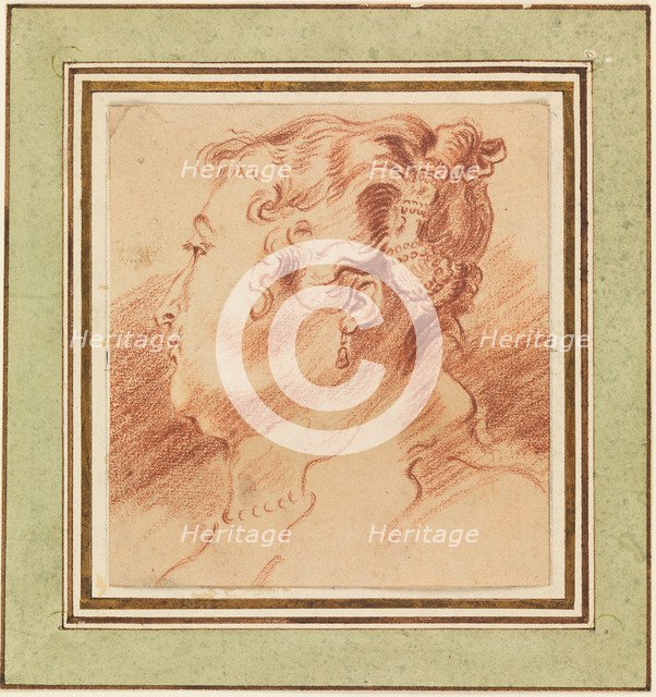 Study of Woman's Head, c. 1725. Artist: Watteau, Jean Antoine (1684-1721)