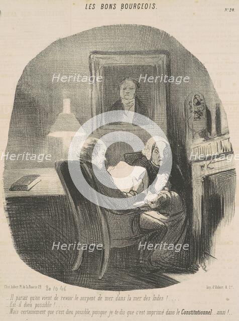 Il parait qu'on vient de revoir le serpent de mer ..., 19th century. Creator: Honore Daumier.