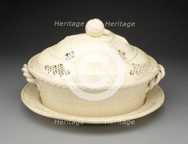 Chestnut Basket and Stand, Yorkshire, c. 1790. Creator: Leeds Pottery.