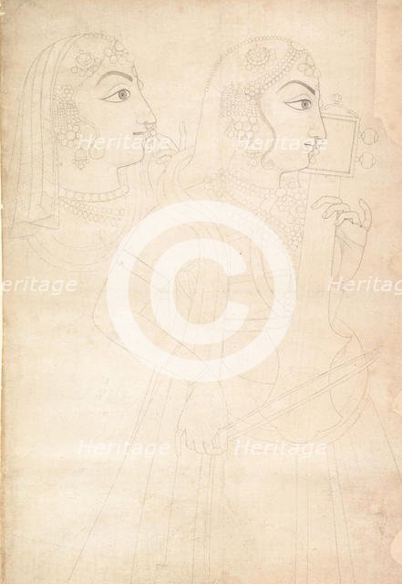 Singer and Sarinda Player, ca. 1800. Creator: Sahib Ram.