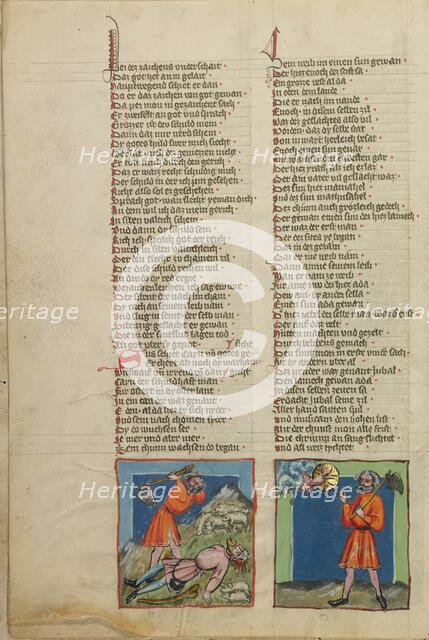 The Killing of Abel: Cain's Punishment; Weltchronik, about 1400-1410. Creator: Unknown.