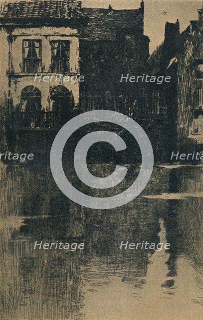 Vielles Maisons au bord de l'eau, c1886-1906, (1906-7). Artist: Albert Baertsoen