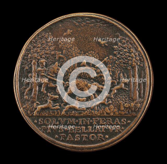 Boar Hunt [reverse], 1667/1682. Creator: Girolamo Paladino.