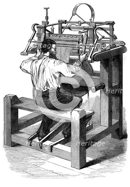 The stocking frame, c1880. Artist: Unknown