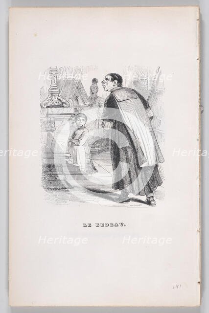 The Beadle from The Complete Works of Béranger, 1836. Creator: Theodore Maurisset.