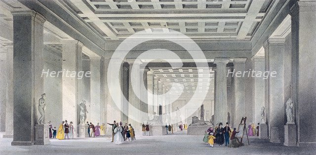 The Grand Central and Egyptian Saloons, British Museum, Holborn, London, c1836.  Artist: Robert Sands
