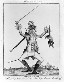 Destaing. Shewing how he Cut the Englishmens heads off, c. 1770.