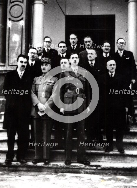 World War 2: De Gaulle with exiled French government in Algeria, 1943. Artist: Anon