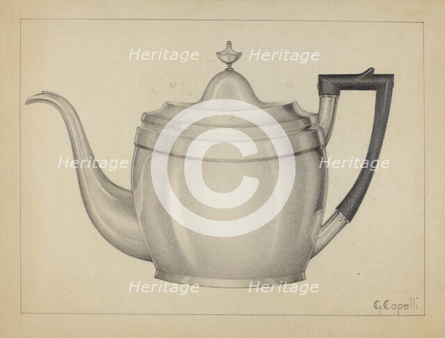 Silver Teapot, 1936. Creator: Giacinto Capelli.