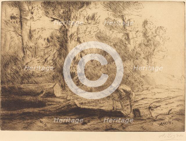 Squaring Logs (Homme que fend des buches). Creator: Alphonse Legros.