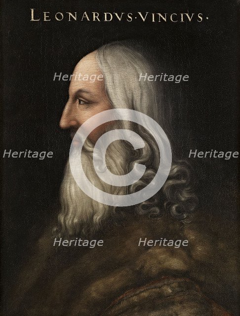 Portrait of Leonardo da Vinci (Giovio Series), 1566-1568. Artist: Dell'Altissimo, Cristofano (1525-1605)
