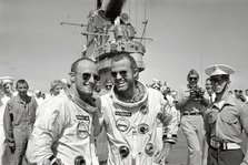 Cooper and Conrad on deck, 1965. Creator: NASA.