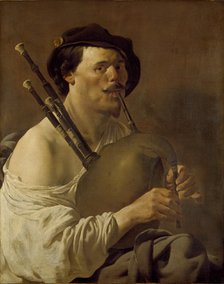 Portrait of a Man playing the Bagpipes, 1624. Artist: Hendrick ter Brugghen.
