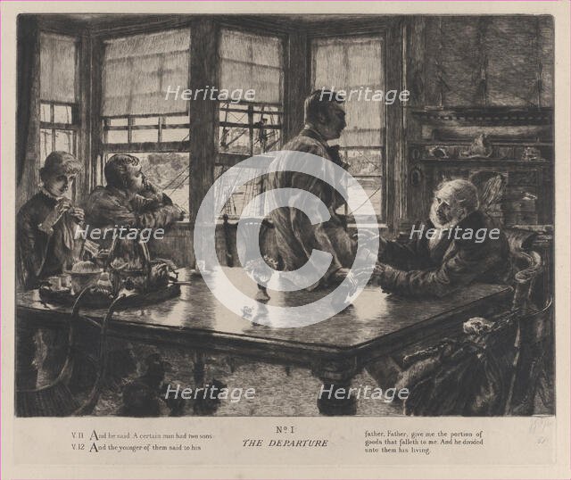 The Parable of the Prodigal Son: The Departure No. 1, 1882. Creator: James Tissot.