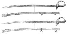 Swords presented to Garibaldi and his son Menotti at the Crystal Palace, 1864. Creator: Unknown.