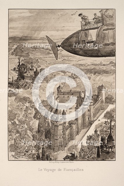 Illustration for Le vingtième siècle: La vie électrique. Artist: Robida, Albert (1848-1926)