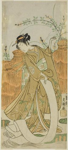 The Actor Yamashita Kinsaku II in cloth-bleaching (Nuno sarashi) dance, c. 1770. Creator: Ippitsusai Buncho.