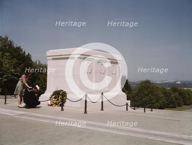 Sailor and girl at the Tomb of the Unknown Soldier, Washington, D.C. , 1943. Creator: John Collier.