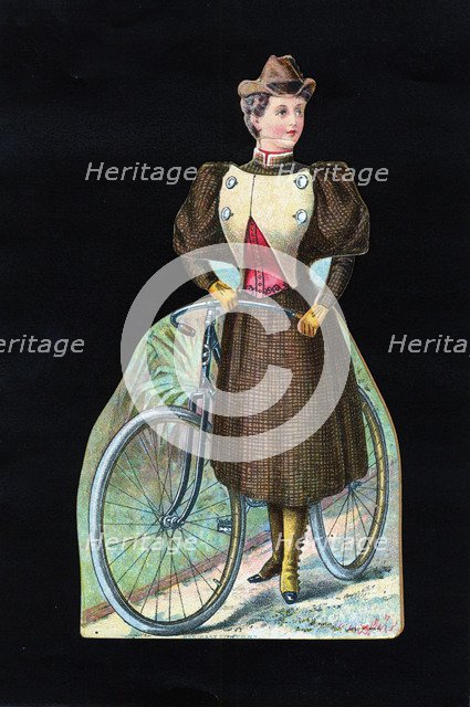Woman cyclist, c1890. Artist: Unknown