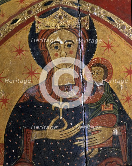  'Frontal of Coll', panel painting, detail of the Virgin and Child, from the sanctuary of the Mar…