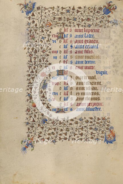 Decorated Calendar Page; Book of Hours, about 1420. Creator: Unknown.